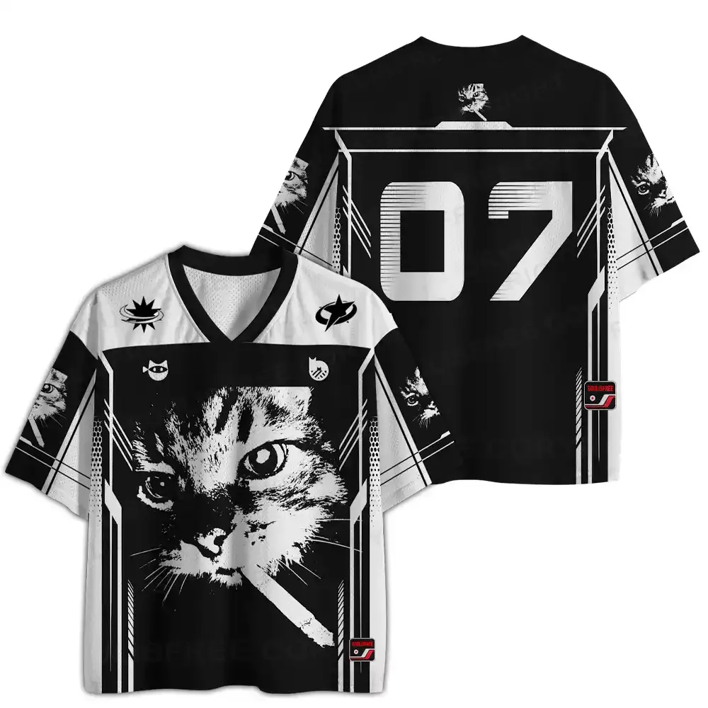 Stylish Feline Vibe Mesh Jersey