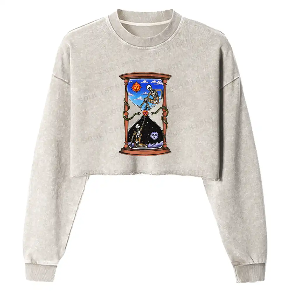 Love Fire Pass Washed Cropped Sweatshirt