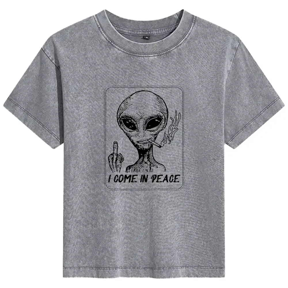 I Come In Peace Basic Washed T-shirt