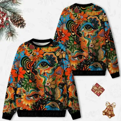Floral Mirage Ugly Christmas Knit Sweatshirt