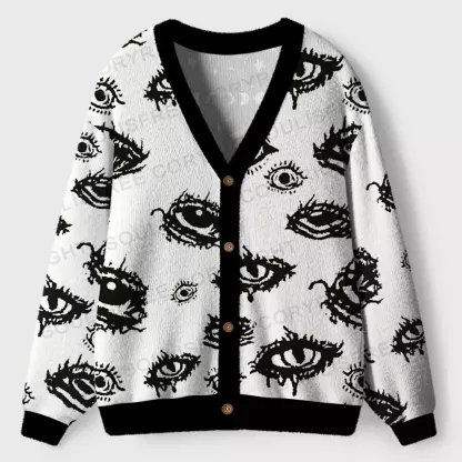 Surreal Eyes Cardigan Sweaters