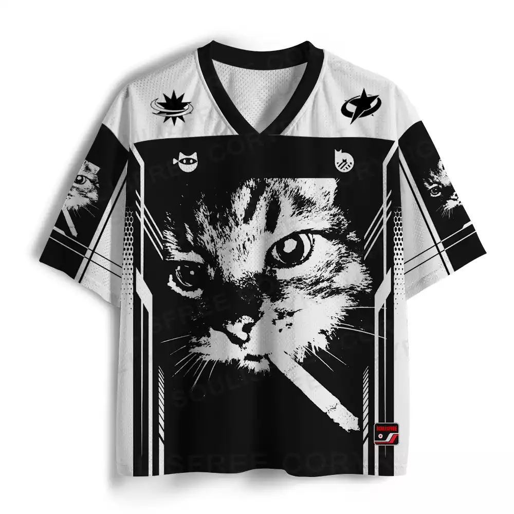 Stylish Feline Vibe Mesh Jersey