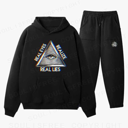 Soulisfree Real Eyes, Realize, Real Lies  Cotton Fleece Hoodie Set