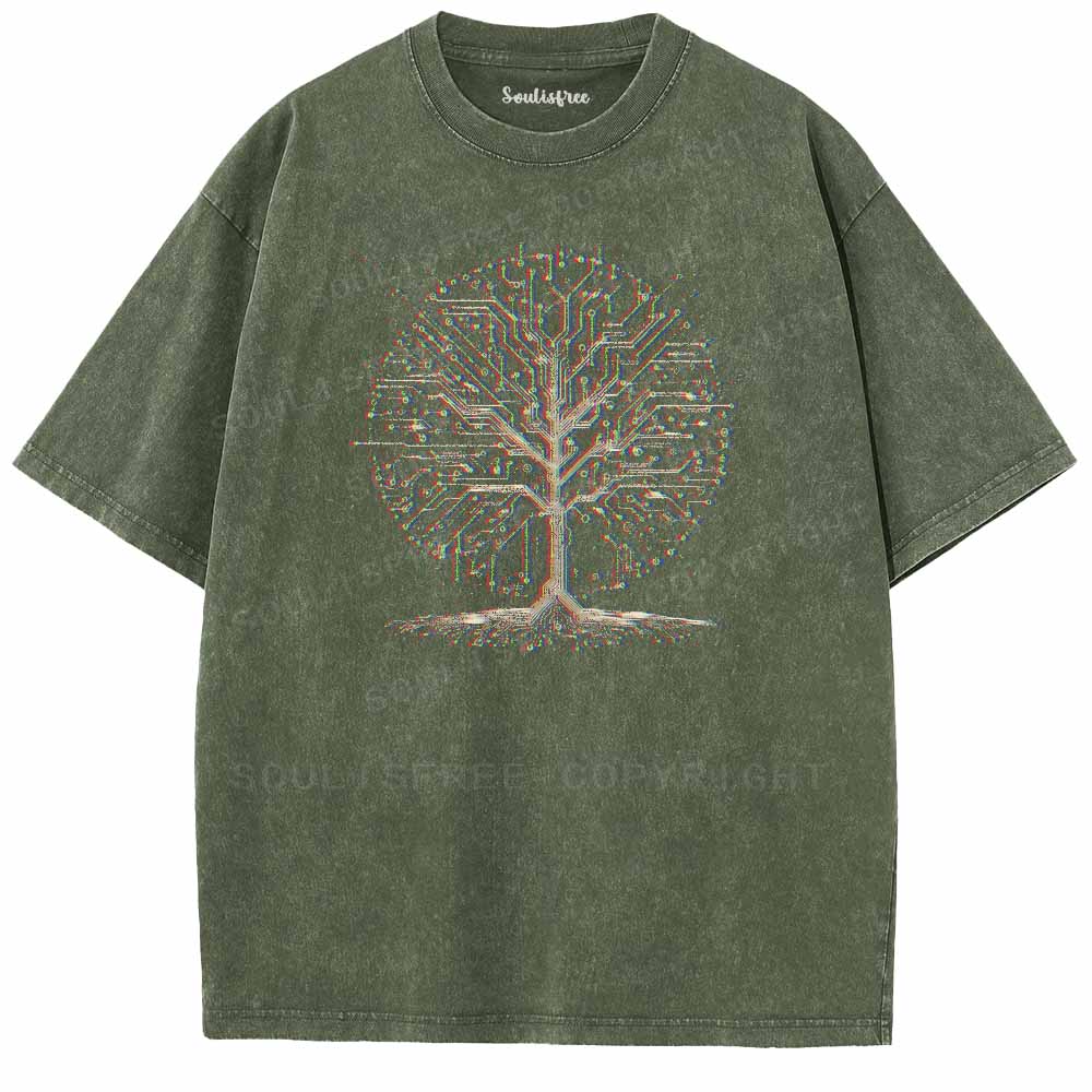 Soulisfree  Digital Life Tree Washed Tee