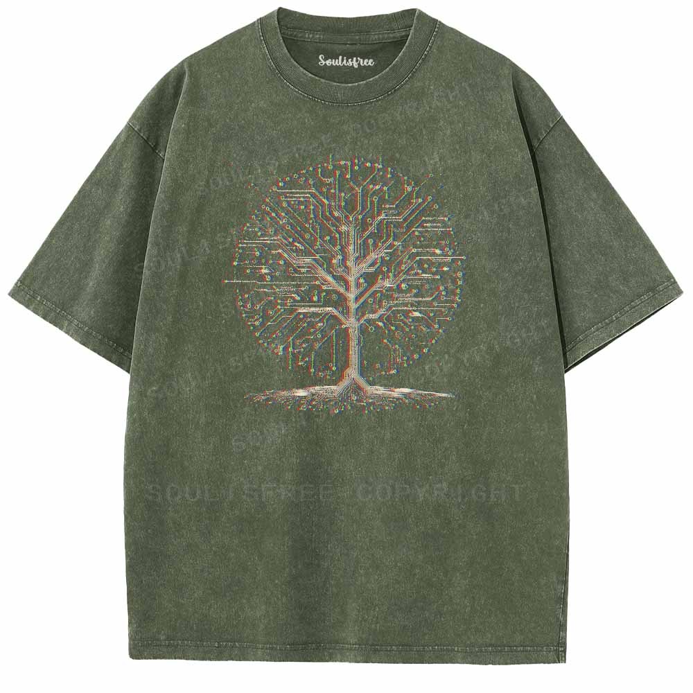 Soulisfree  Digital Life Tree Washed Tee