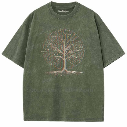Soulisfree  Digital Life Tree Washed Tee