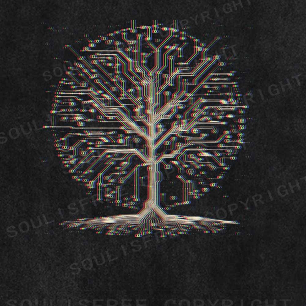 Soulisfree  Digital Life Tree Washed Tee