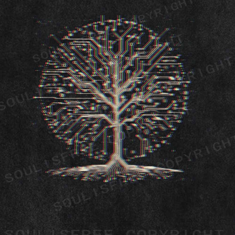 Soulisfree  Digital Life Tree Washed Tee