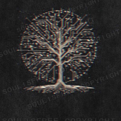 Soulisfree  Digital Life Tree Washed Tee