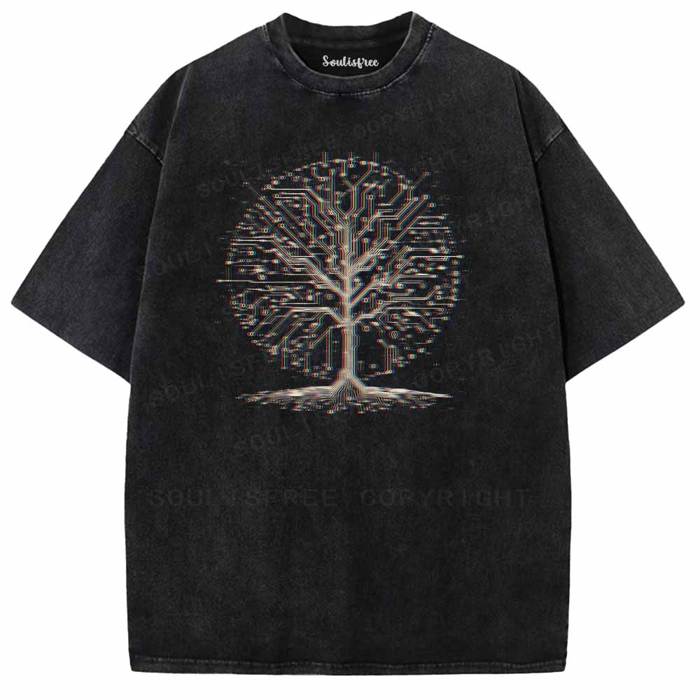Soulisfree  Digital Life Tree Washed Tee