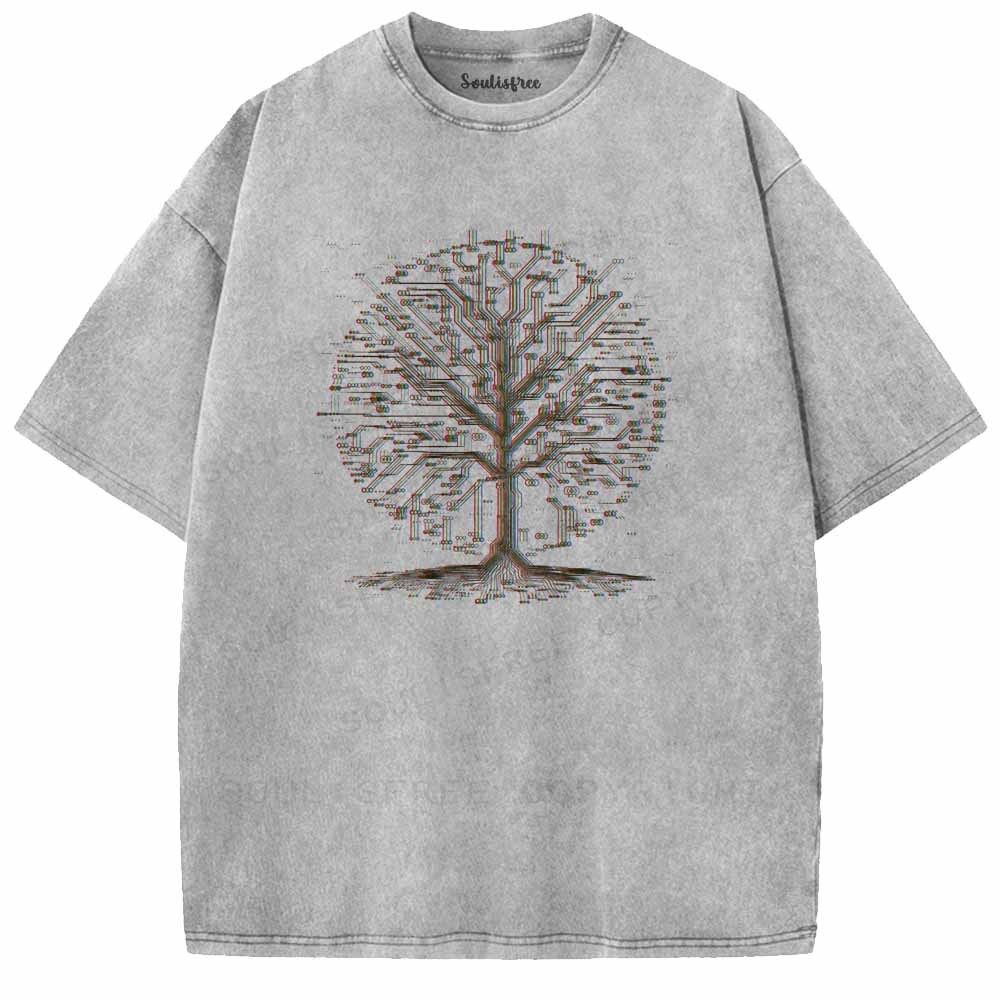 Soulisfree  Digital Life Tree Washed Tee