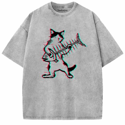 Soulisfree  Glitch Cat Rocker Washed Tee