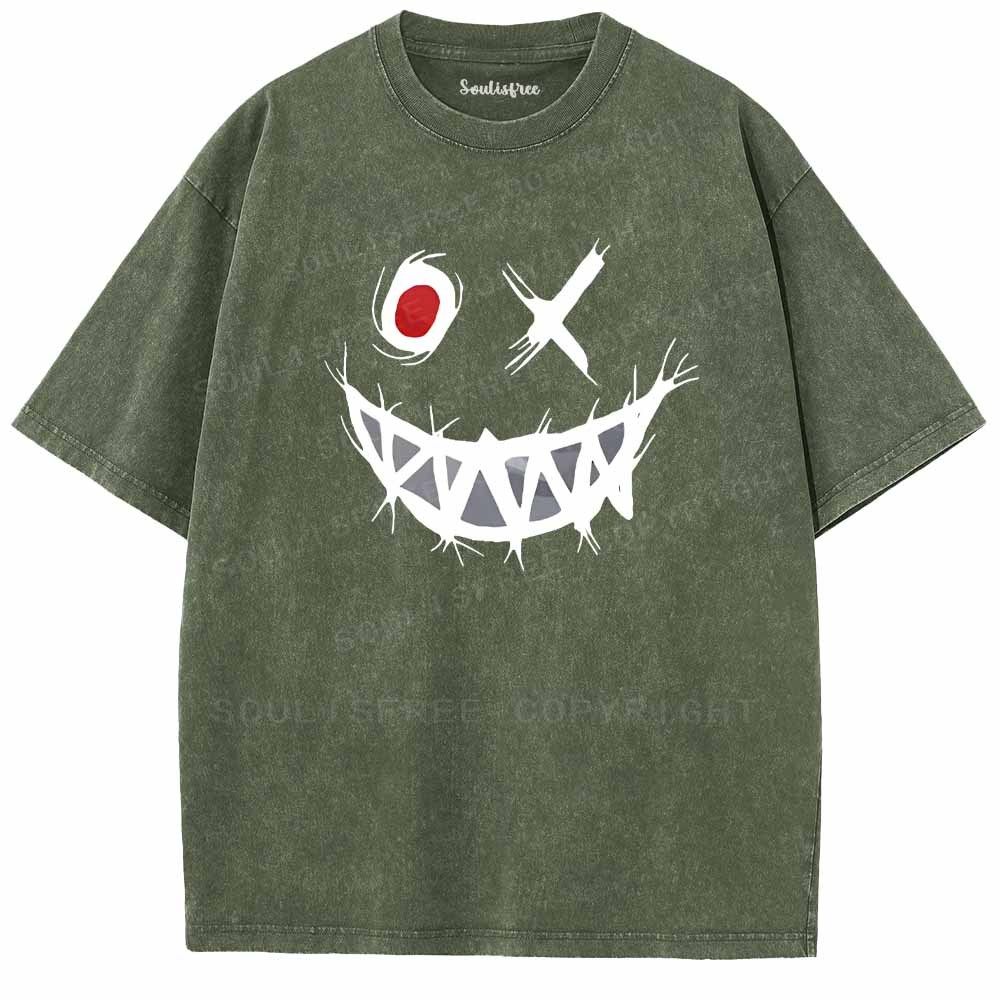 Soulisfree  Funny Smiley Face Washed Tee