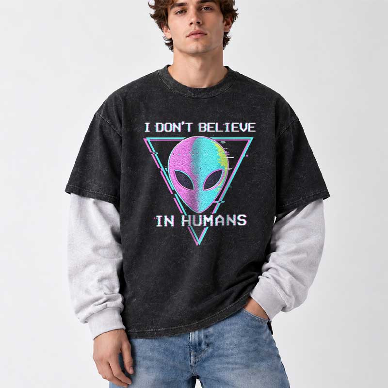 Soulisfree  I DON'T BELIEVE  IN HUMANS Layered Long Sleeve Tee