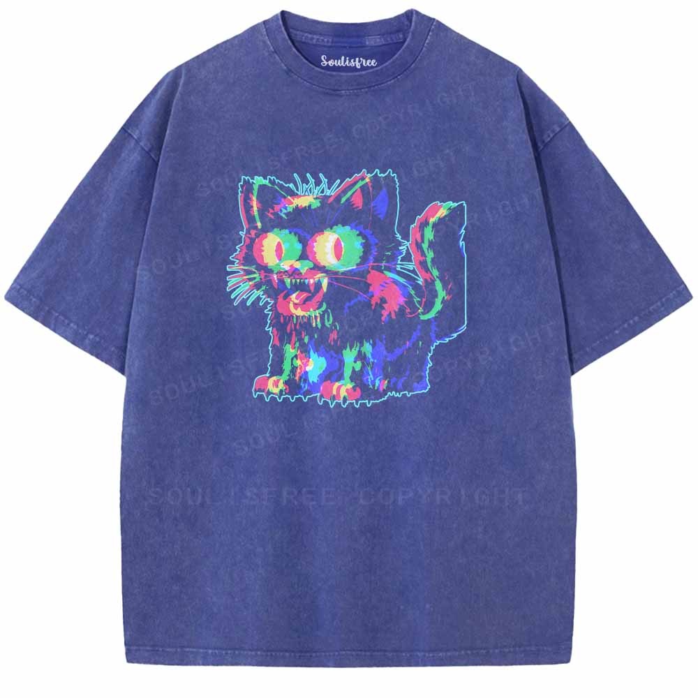 Soulisfree  Glitch Cat Washed Tee