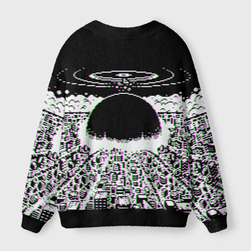 Soulisfree Pixel Explosion Fuzzy Cardigan Sweater 