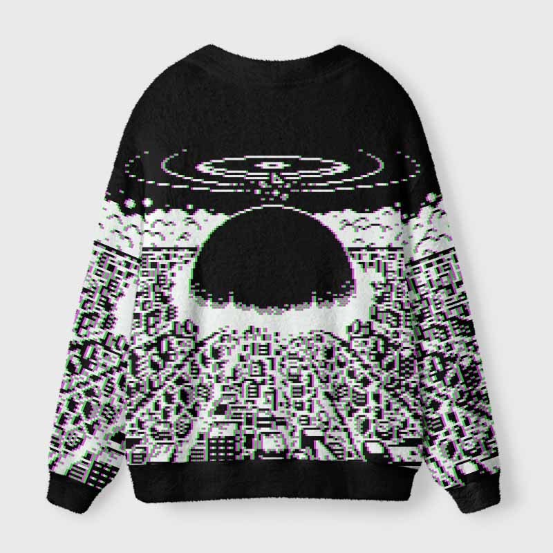 Soulisfree Pixel Explosion Fuzzy Cardigan Sweater 
