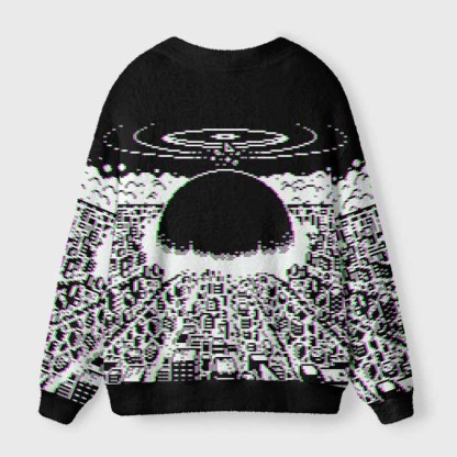 Soulisfree Pixel Explosion Fuzzy Cardigan Sweater 