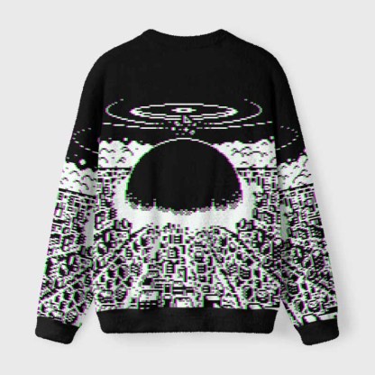 Soulisfree Pixel Explosion Fuzzy Crewneck Sweater