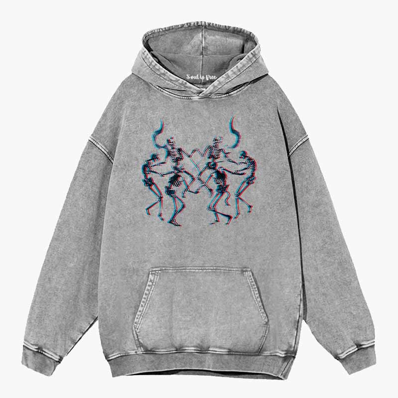 Soulisfree  Glitch Dancing Devil Skeletons Washed Hoodie