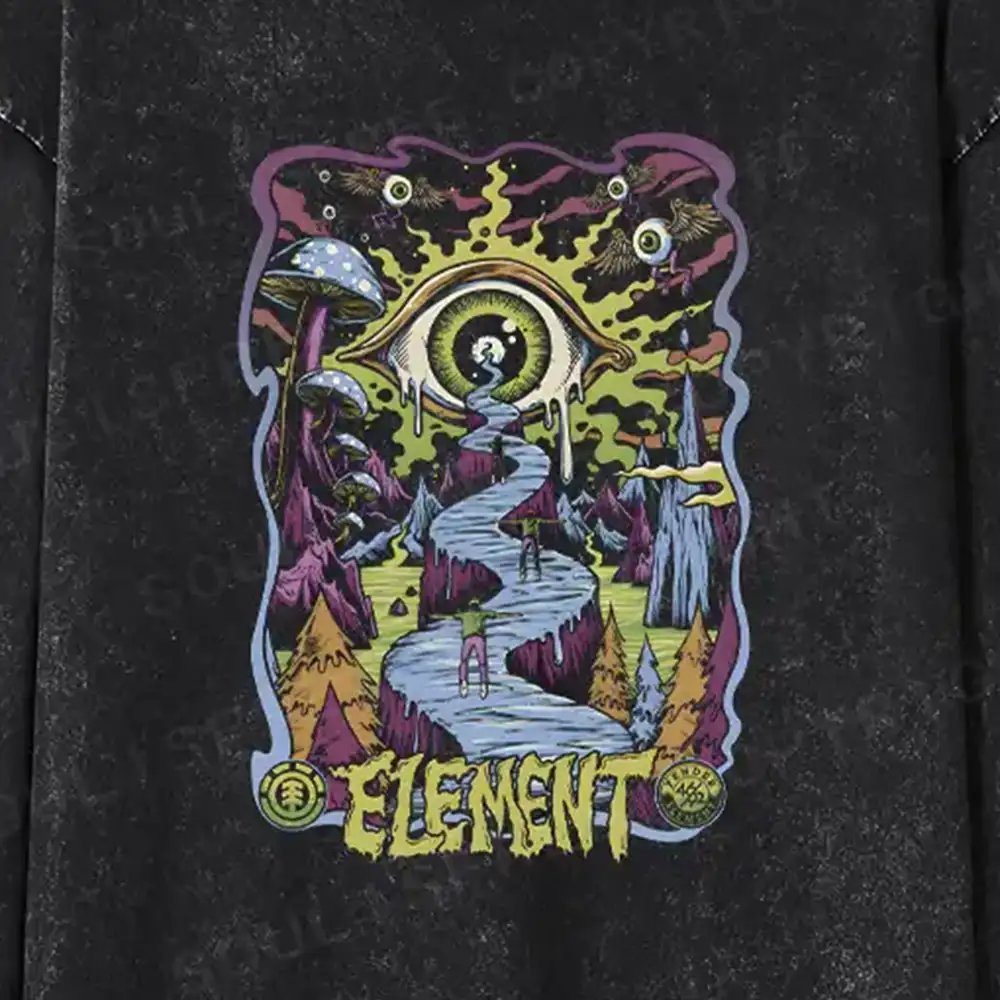Psychedelic Elements Washed Long Sleeve Shirt