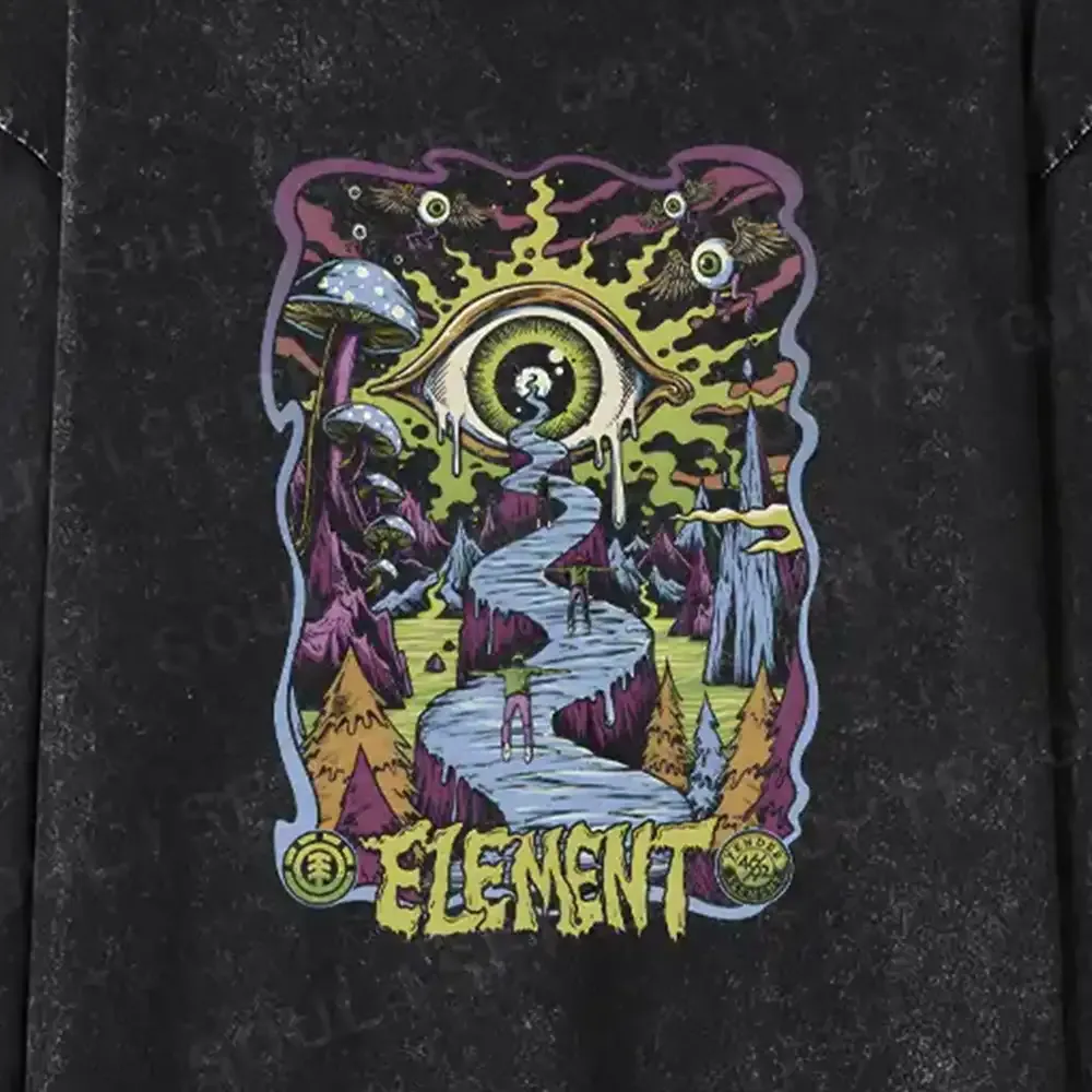 Psychedelic Elements Washed Long Sleeve Shirt