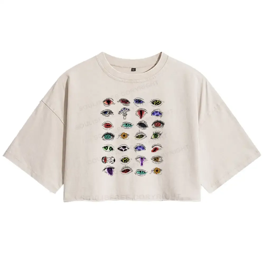 Designed The Psychedelic Eyes Of All Beings Washed Crop T-shirt