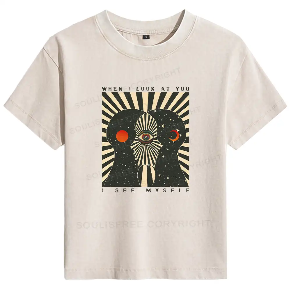 Reflections of the Soul Washed Space T-shirt Basic Washed T-shirt