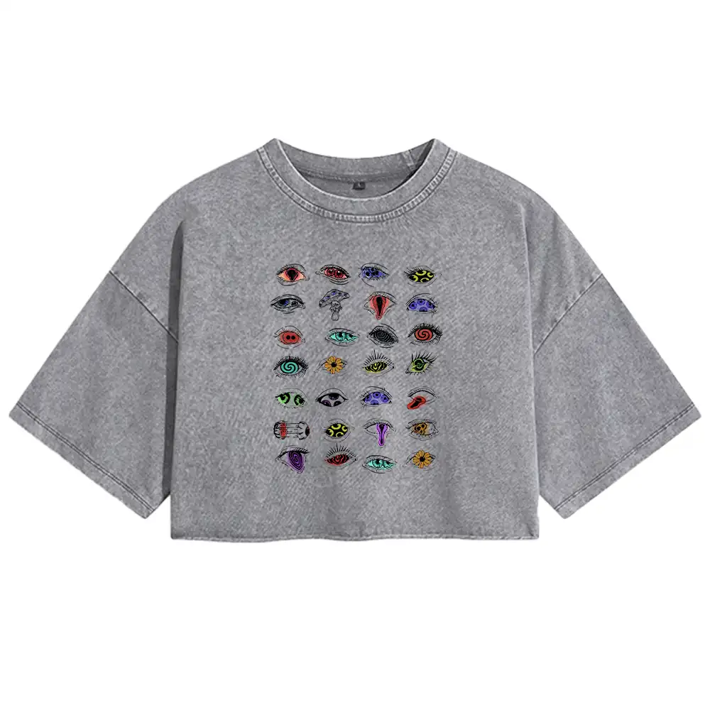 The Psychedelic Eyes Of All Beings Washed Crop T-shirt