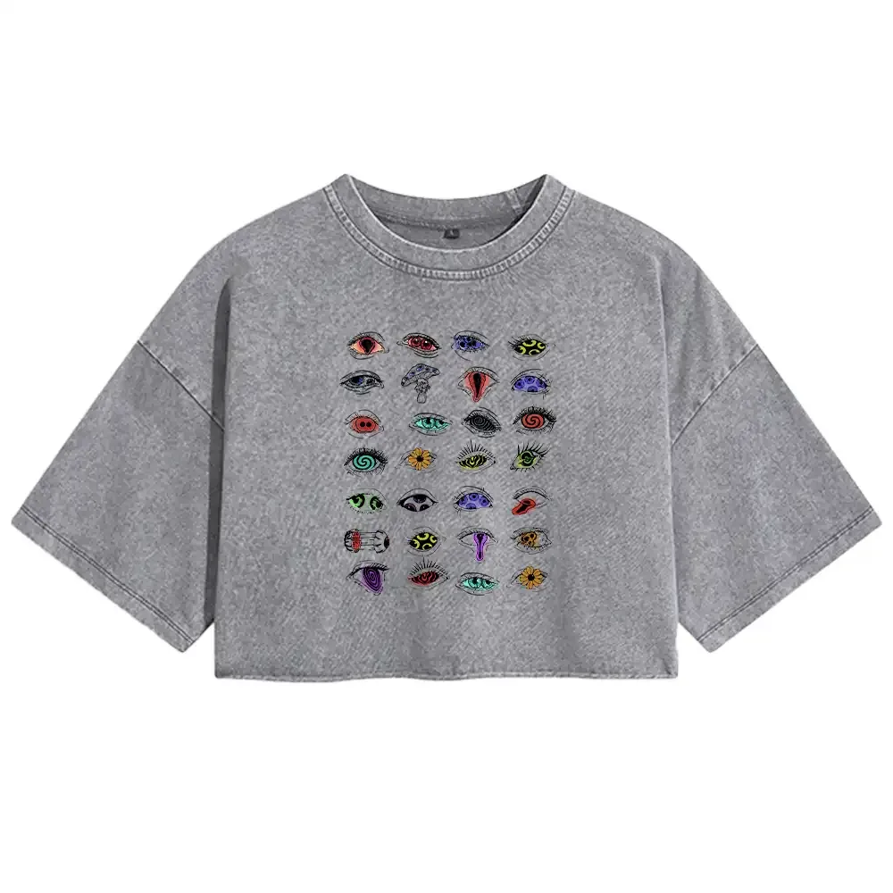The Psychedelic Eyes Of All Beings Washed Crop T-shirt