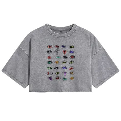The Psychedelic Eyes Of All Beings Washed Crop T-shirt