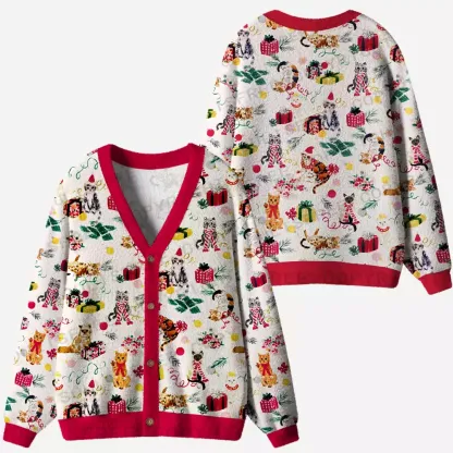 Festive Felines Cardigan Sweaters