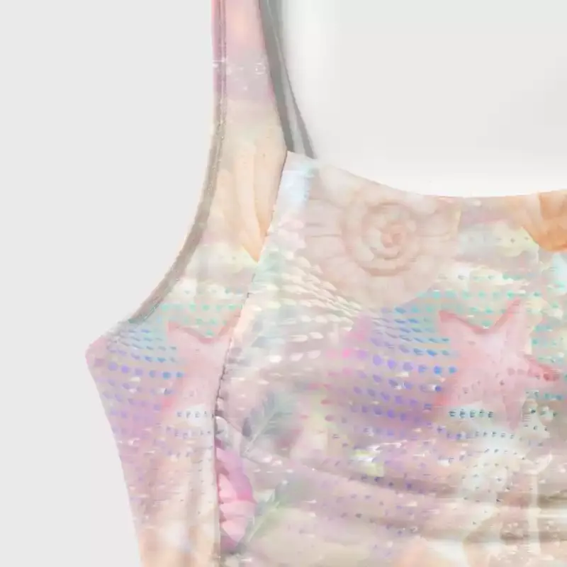 Soulisfree Holographic Beach Seashell One‑Piece Swimsuit