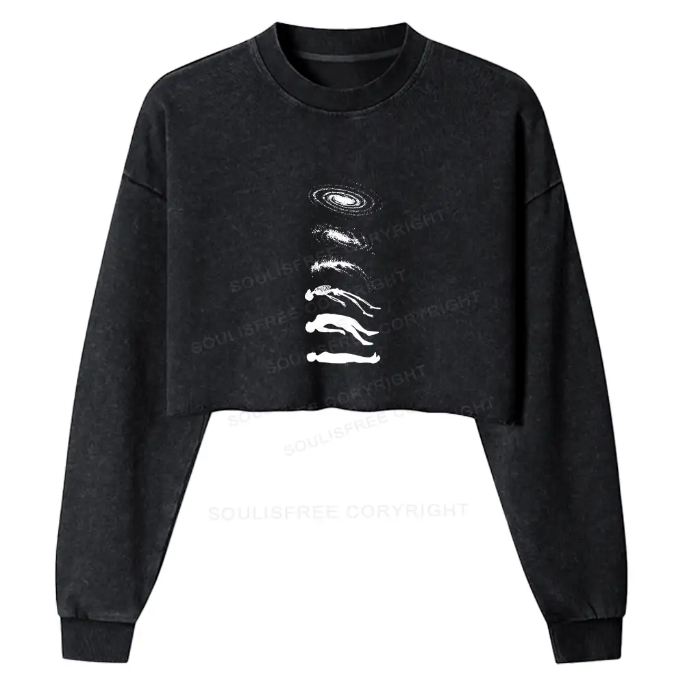 Process Washed Cropped Sweatshirt