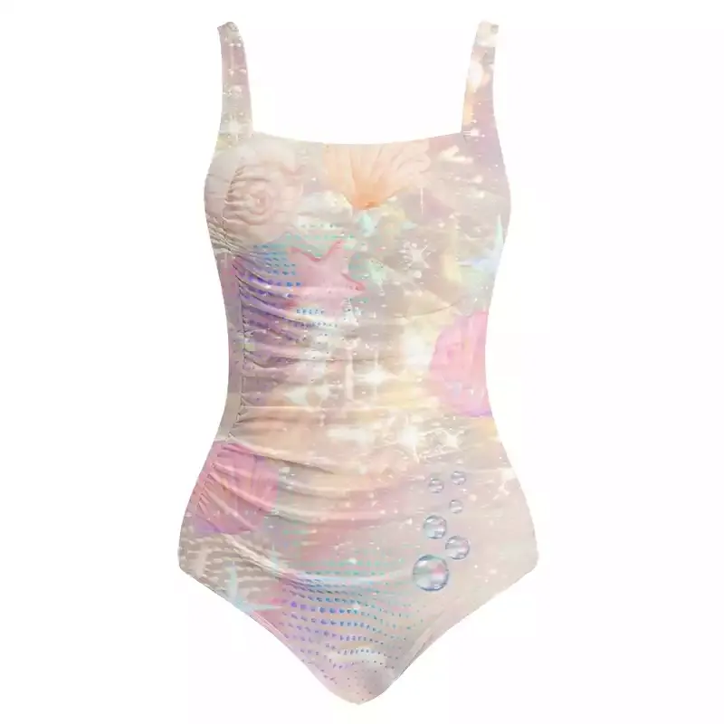Soulisfree Holographic Beach Seashell One‑Piece Swimsuit