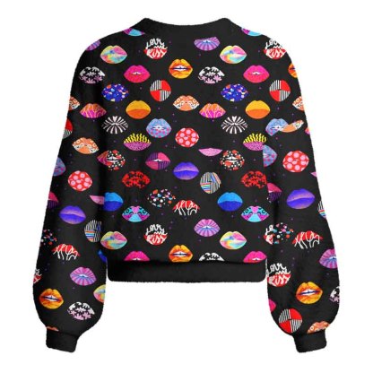 Soulisfree Holo Kiss Women's Fuzzy Cardigan Sweater