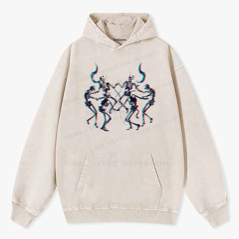 Soulisfree  Glitch Dancing Devil Skeletons Washed Hoodie