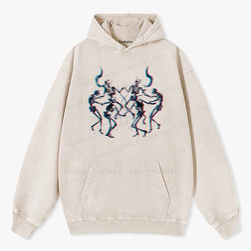 Soulisfree  Glitch Dancing Devil Skeletons Washed Hoodie