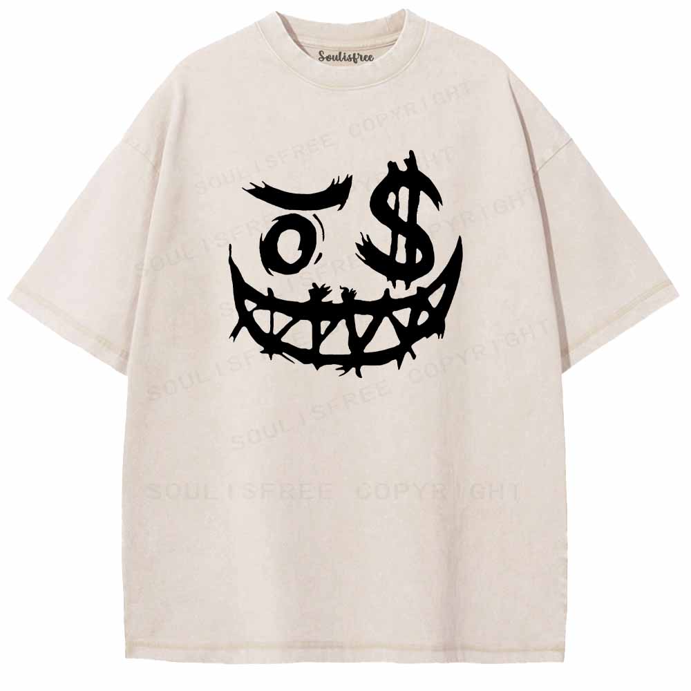 Soulisfree Fashion Smiley Washed Tee