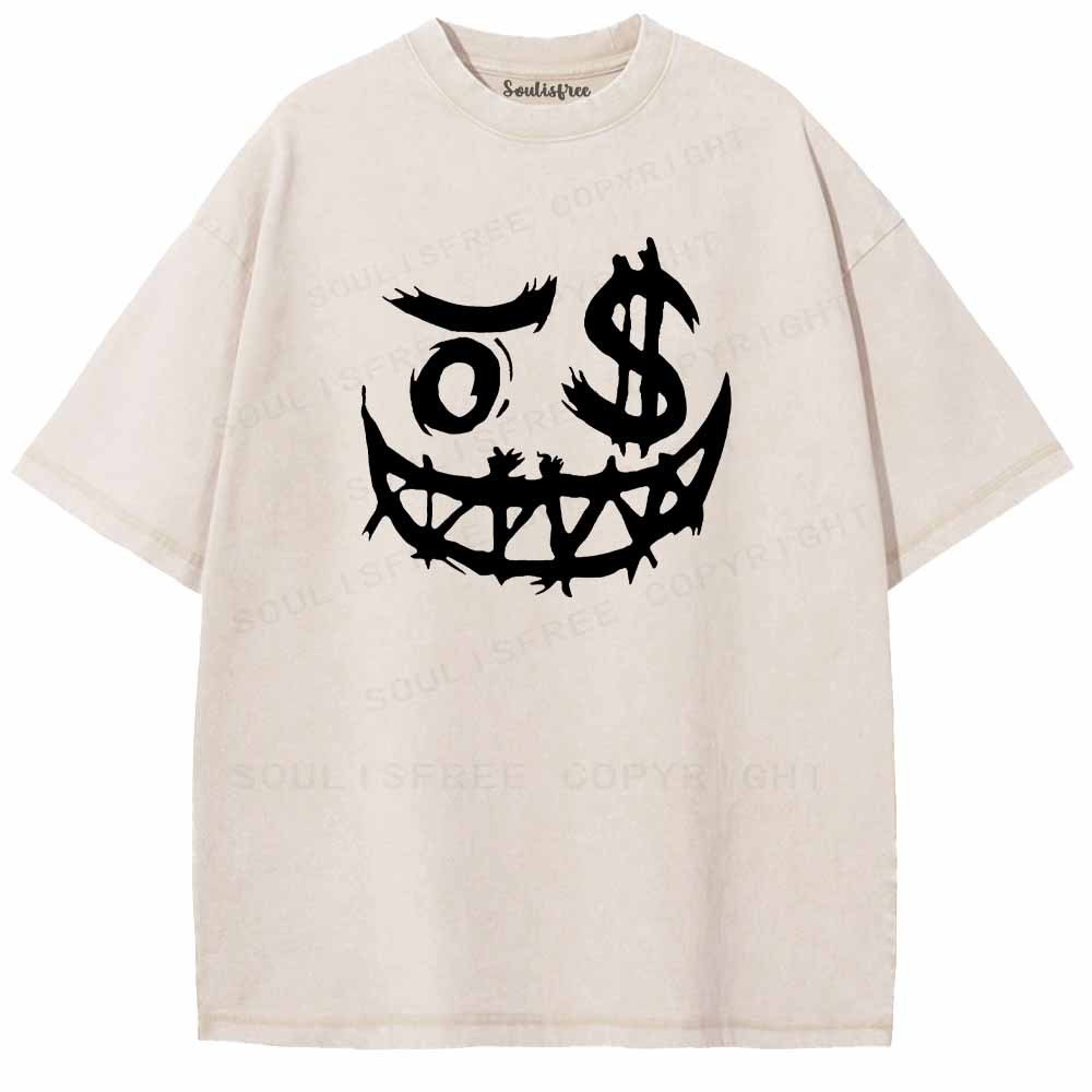 Soulisfree Fashion Smiley Washed Tee