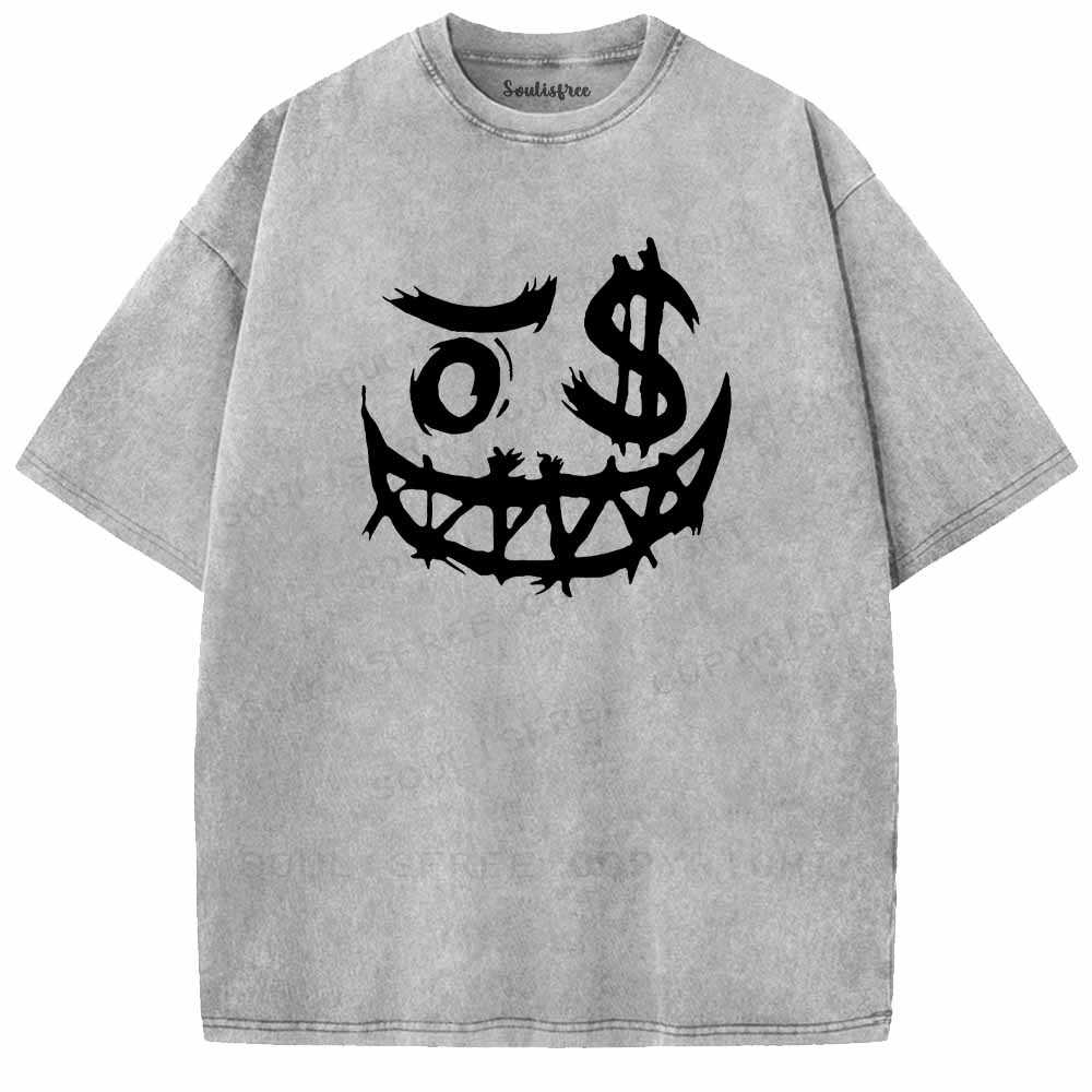 Soulisfree Fashion Smiley Washed Tee