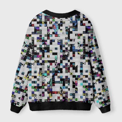 Soulisfree DIGITAL BREAKDOWN Fuzzy Cardigan Sweater 
