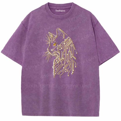 Soulisfree Code Woven Into Cat fur Washed Tee