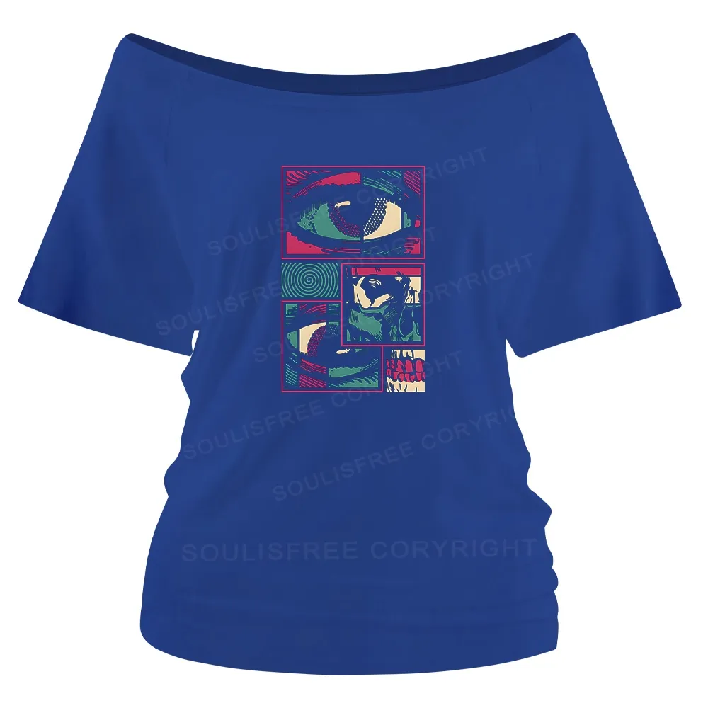 Facial Fragments Off Shoulder Top