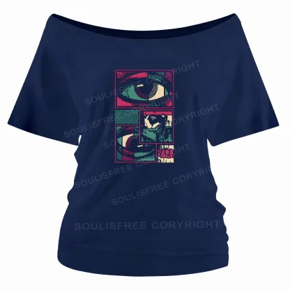 Facial Fragments Off Shoulder Top