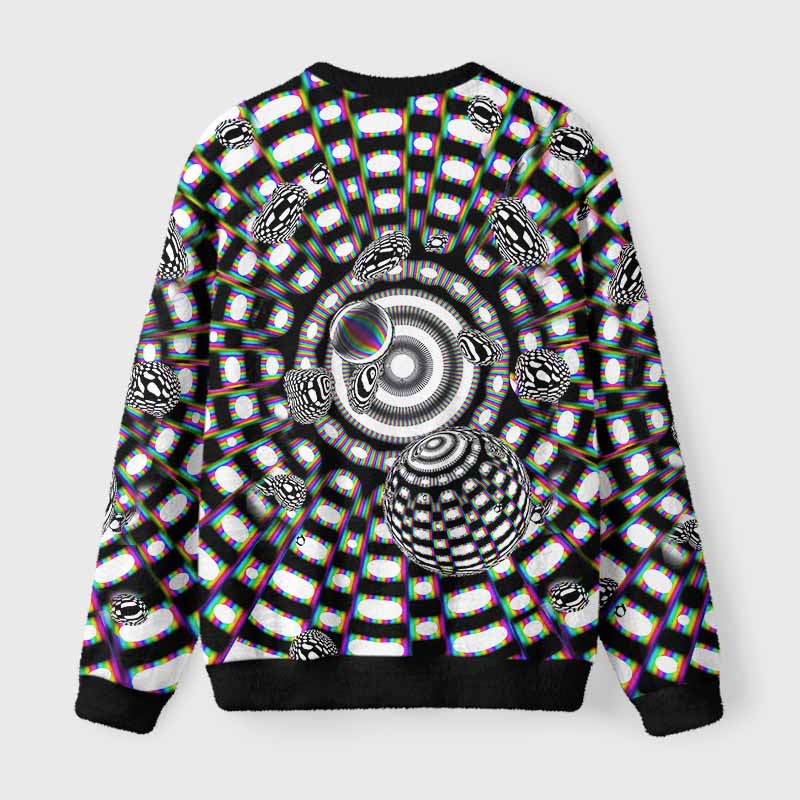 Soulisfree Holographic Tunnel Vision Spheres Fuzzy Crewneck Sweater