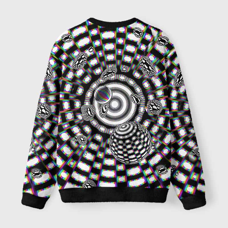 Soulisfree Holographic Tunnel Vision Spheres Fuzzy Crewneck Sweater