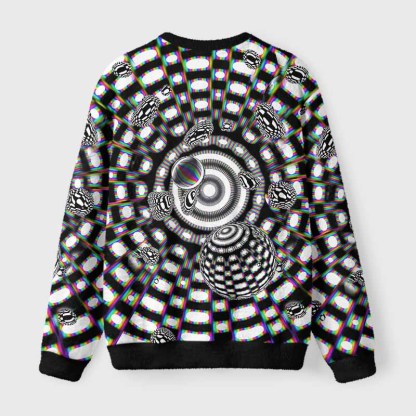 Soulisfree Holographic Tunnel Vision Spheres Fuzzy Crewneck Sweater