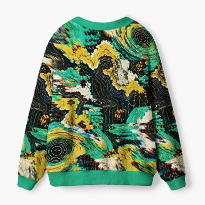 Soulisfree The Code Of A Digital Nature Fuzzy Cardigan Sweater