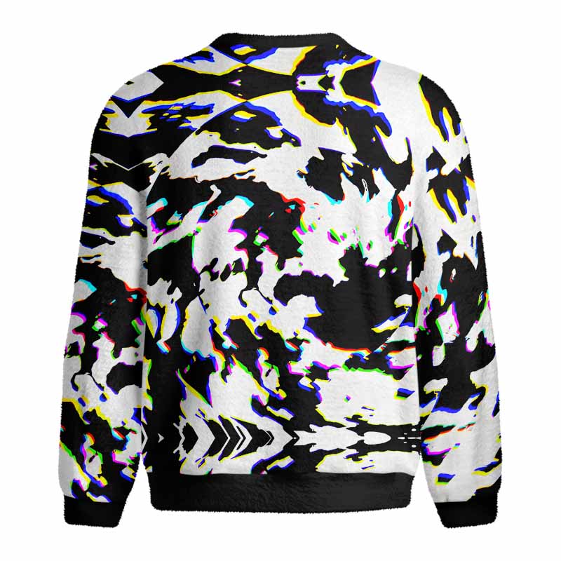 Soulisfree RGB Glitch Camo Fuzzy Crewneck Sweater